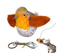 Cat Squeaky Toy - Battery Powered Bird Shape Squeaky Cat Chirp Toy With Feather Tail | Multifunctional Interactive Cat Chew Toy With Elastic Cord For Cats, Kittens, Pets