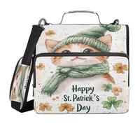 Cat St 3 Ringing Zippered Binder Bag with Shoulder Strap & Handle Includes Zip Pocket Zippered Portfolio for Middle Student