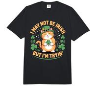 Cat St. Patrick's Day Saying May Not Be Irish But I'm Tryin' Comfort Colors Adult Heavyweight T-Shirt