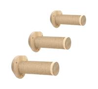 Cat Stairs Wall, Climbing Step (3 Pieces), with New Tenon Groove Connection, Solid Rubber Tree Wood, Diameter 9 x L 32 cm, Sisal Posts, Wall Mounting, Jute Scratching Posts, DIY Climbing Wall Cats