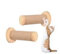 Cat Stairs Wall, Wall Mounted Cat Climbing Ladder, Pack of 2 Natural Wood Climbing Step with Scratching Surface, Wall Lounger Cats, Space-Saving Cat Wall for Cat Climbing Play