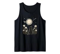 Cat Staring At The Moon Art Cottagecore Celestial Sky Cat Tank Top