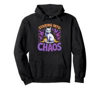 Cat Staring Into Void Chaotic Neutral Funny Dark Humor Pullover Hoodie
