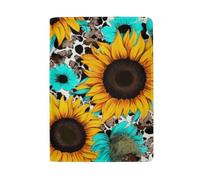 Cat Staring off into Space Traveling Passport Holder Travel Passport Wallet, Colorful Sunflower Cow Print