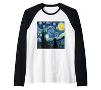 Cat Starry Night Van Gogh Cat for Cat Lover Cat Mom Cat Dad Raglan Baseball Tee
