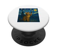 Cat Starry Night Van Gogh Gift Bengal Cat Mom PopSockets Adhesive PopGrip
