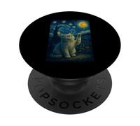 Cat Starry Night Van Gogh Gift British Shorthair Cat Mom PopSockets Adhesive PopGrip