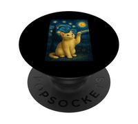 Cat Starry Night Van Gogh Gift British Shorthair Cat Mom PopSockets Adhesive PopGrip