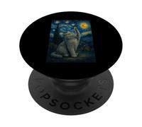 Cat Starry Night Van Gogh Gift British Shorthair Mom PopSockets Adhesive PopGrip