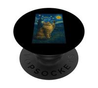 Cat Starry Night Van Gogh Gift Maine Coon Cat Mom PopSockets Adhesive PopGrip