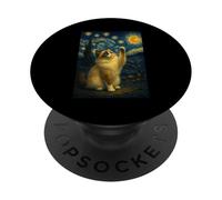Cat Starry Night Van Gogh Gift Ragdoll Cat Mom PopSockets Adhesive PopGrip