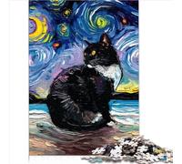 Cat Starry Night Van Gogh Puzzles For Adults 1000 Puzzles Wooden Puzzle 1000 Piece Creative Jigsaw Puzzles Home Decoration 29.52X19.68 Inch