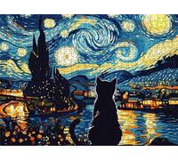 Cat Starry Sky Puzzle - 5000 Piece Jigsaw Puzzles for Adults - The Back Features Printed Letter Guides - The Pieces fit Together Snugly - Wooden Puzzles for Adults - Gifts Man 61.6 X 41.5 Inch s7h-415