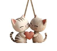 Cat Statue - Cute 2d Flat Wooden Animal Shaped Figurines | Cat Couple Sculpture Suitable For Wedding, Birthday Celebrations, Romantic Bedroom, Girlfriend