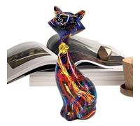 Cat Statue,Resin Animal Cat Sculpture Home Decor | Colorful Modern Transfer Printing Ornaments for Pet Lovers Adults Collectors Teens Family Friends