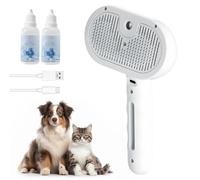 Cat Steam Brush, 2025 New Cat Grooming Brush, 4 in 1 Massage Brushes with Release Button for Cats Self Cleaning SteamBrush Pet Spray Hair Removal Comb for Long or Short Haired Dogs Cats (White)