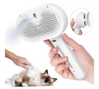 Cat Steam Brush, 3 in 1 Steamy Cat Brush with Release Button and Tank, Anti-Static Pet Spray Hair Removal Comb, Rechargeable Dog Steam Comb for Furry Pet