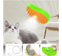 Cat Steam Brush, 3 In1 Steam Cat Brush, Steam Brush for Cats, Steamy Cat Brush, Rechargeable Silicone Steam Pet Brush, Multifunctional Pet Hair Comb for Removing Tangled And Loosse Hair (Green)