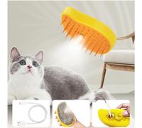 Cat Steam Brush, 3 In1 Steam Cat Brush, Steam Brush for Cats, Steamy Cat Brush, Rechargeable Silicone Steam Pet Brush, Multifunctional Pet Hair Comb for Removing Tangled And Loosse Hair (Yellow)
