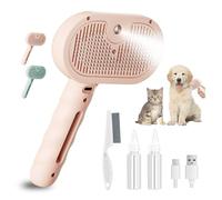 Cat Steam Brush for Grooming, Magic Wand for Pet Hair, Dog Steam Grooming Brush, 3 in 1 Massage Brushes with Handle, Suitable for Most Long and Short-Haired Pets, with a Flea Comb