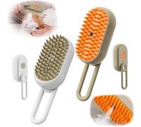 Cat Steam Brush for Shedding, 2025 New 3 in 1 Cat Brushes for Indoor Cats, Pet Steam Groomer Comb, Hair Water Brush Hair Removal Comb for Cats Dogs (Khaki+White)