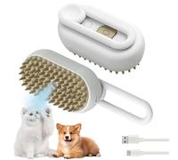 Cat Steam Brush for Shedding Dog Brush with Steam Pet Hair Cleaning Brush Comb for Spray 3 in 1 Pet Grooming for Long & Short Haired Pets - Spritz Defur Comb for cats(Gray)