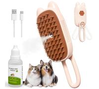 Cat Steam Brush for Shedding, Spritz Defur Comb 3 in 1 Pet Rechargeable Steam Brush Tool for Long and Short Haired Cats and Dogs, Anti-Static, Shedding, Detangling, Massage & Combing (White)