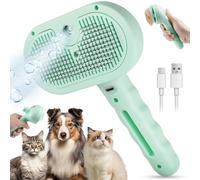 Cat Steam Brush Hair Removal Comb - 3 In 1 Pet Hair Magic Wand with Water Spray & Release Button, Self Cleaning Mist Massage Dog Brush, Pet Deshedding Grooming Brushes for Long Short Haired Cats Dogs