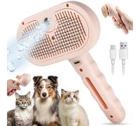 Cat Steam Brush Hair Removal Comb - 3 In 1 Pet Hair Magic Wand with Water Spray & Release Button, Self Cleaning Mist Massage Dog Brush, Pet Deshedding Grooming Brushes for Long Short Haired Cats Dogs