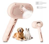 Cat Steam Brush, Multi-Purpose Pet Spray brush for Cats and Dogs, Large Capacity Tank, for Shedding, Massaging Grooming, for All Long-haired and Short-haired Pets (Pink)