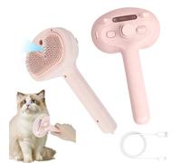 Cat Steam Brush, Self Cleaning 3 in 1 Dog Massage Steamy Cat Grooming Cleanser with Long Handle, Multifunctional Rechargeable Pet Grooming Brush, Pet Spray Hair Shedding Removal Comb (Pink)