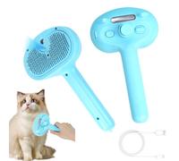 Cat Steam Brush, Self-Cleaning 3 in 1 Dog Massage Steamy Grooming Cleanser With Long Handle, Multifunctional Rechargeable Pet Spray Hair Shedding Removal Comb (Blue)
