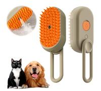 Cat Steam Brush, Ultimate Pet Steam Groomer Comb, Pet Hair Steamy Brushes for Massaging and Cleaning Shedding Pets, Multifunctional Hair Removal Comb for Cat and Dog (Khaki)
