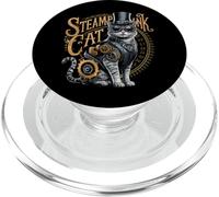 Cat Steampunk Machine Gear Antique Kitty Futuristic PopSockets PopGrip for MagSafe
