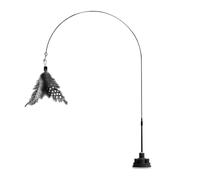 Cat Stick Toy - Suction Cup Wand 100cm Steel Wire ABS, Bite Resistant Bell Interactive Kitten Toy, Automatic Lazy Entertainer For Indoor Hunting Play Door Wall, White Black