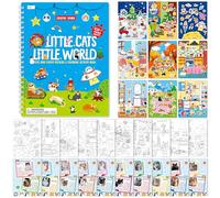 Cat Sticker Activity Book, 450 Reusable Stickers, 10 Dry-Erase Scenes & 10 Coloring Pages, Cat-Themed Activity Book, Educational Hands-on Travel Game - Great for Kids, Adults, Boys & Girls