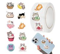 Cat Sticker Pack - 500 Pieces Roll, Cute Cats Decorative Stickers | Cute Kitty Scrapbook Material Set with Envelope Seal Stickers for Water Bottles, Laptop, Phone, Skateboard Decoration