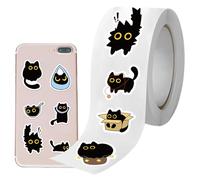 Cat Stickers - Funny Black Kitten Stickers Aesthetic Water Bottle Decal,500 Sheet/Roll, Aesthetic Cat Decals for Scrapbooking Journal Envelope Sealing Water Bottle Laptop Decoration