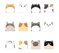 Cat Sticky Notes, 12 Pack Self-Stick Cute Sticky Notes, Kawaii Cartoon Cat Shape Design Cute Stationary Notes Pack for School Office Home Party Bags Fillers 5.9x5.6cm, 30 Sheets per Pad