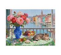 Cat Still Life 500 Piece Puzzle for Adults, Fun Puzzles for Adults 500 Pieces, 20.5x15 in Dust Free, for Gifts Halloween Christmas Family Games Lovers
