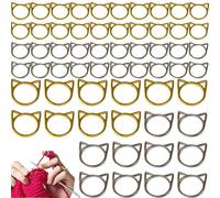 Cat Stitch Markers, Metal Stitch Markers, 60PCS Cute Cat, Reusable Gold and Silver Crochet Locking Mark for Sewing Tools