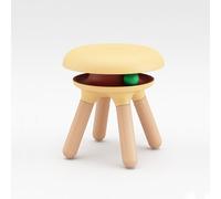 Cat stool, Round footrest for both humans and cats,360°rotating cat ball,Large seating area,Plastic material, Anti-Slip Feet,for Vanity Bedroom, Bathroom, Dorm Yellow 34x34x35cm