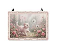 Cat Stove Top Cover for Electric Stove, Fanciful Romantic Rose Dandelion Spring Peach Pu Surface Kitchen Cover for Counter Space Extension Kitchen Cooking Essentials 28x20 Inch