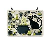 Cat Stove Top Cover for Electric Stove, Halloween Fanciful Cauldron Potion Halloween Black Rubber Non-Slip Cooktop Cover for Induction or Electric Cabin Kitchen Decor 28x20 Inch