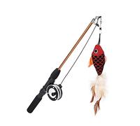 Cat String Toy, Pet Cat Teaser Wand Toy Multifunctional Cat Play Wand with Replaceable Fish Toy Interactive Cat Toys Bite Resistance Adjustable Fishing Pole for Cay Toy