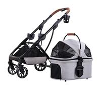 Cat Stroller Pet Strollers for Small and Medium Dogs, Dog Pram Buggy Detachable Pet Cat Stroller Foldable Multiple Dog Prams Pushchairs for Small Dogs with Cup Holder(Grey A)