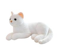 Cat Stuffed Animal | 12inch Cute Realistic Doll Throw Pillows,White Gray Soft Cat Plush Toy - for Kids Teens Boys Girls Home Office Dorm Car Sofa Living Room Bedroom