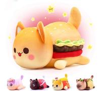 Cat Stuffed Animal Toy,Soft Cat Cushion Plush Pillows Stuffed Toy,Funny Plushie,Soft kitten Stuffed Birthday Festival for Girls Boys Kids (Hamburger Orange)