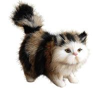 Cat Stuffed Animals, Realistic Cat Cute Standing Cat Plush Simulated Artificial Faux Fur Cat Doll Decorative Detailed Fake Cat Photography Prop, Black + Grey