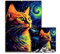Cat Style Van GoghJigsaw Puzzle 1000 Pieces Wooden Puzzles Perfect for Family Fun on Christmas Thanksgiving Birthdays Easter 1000 PCS(75x50cm)